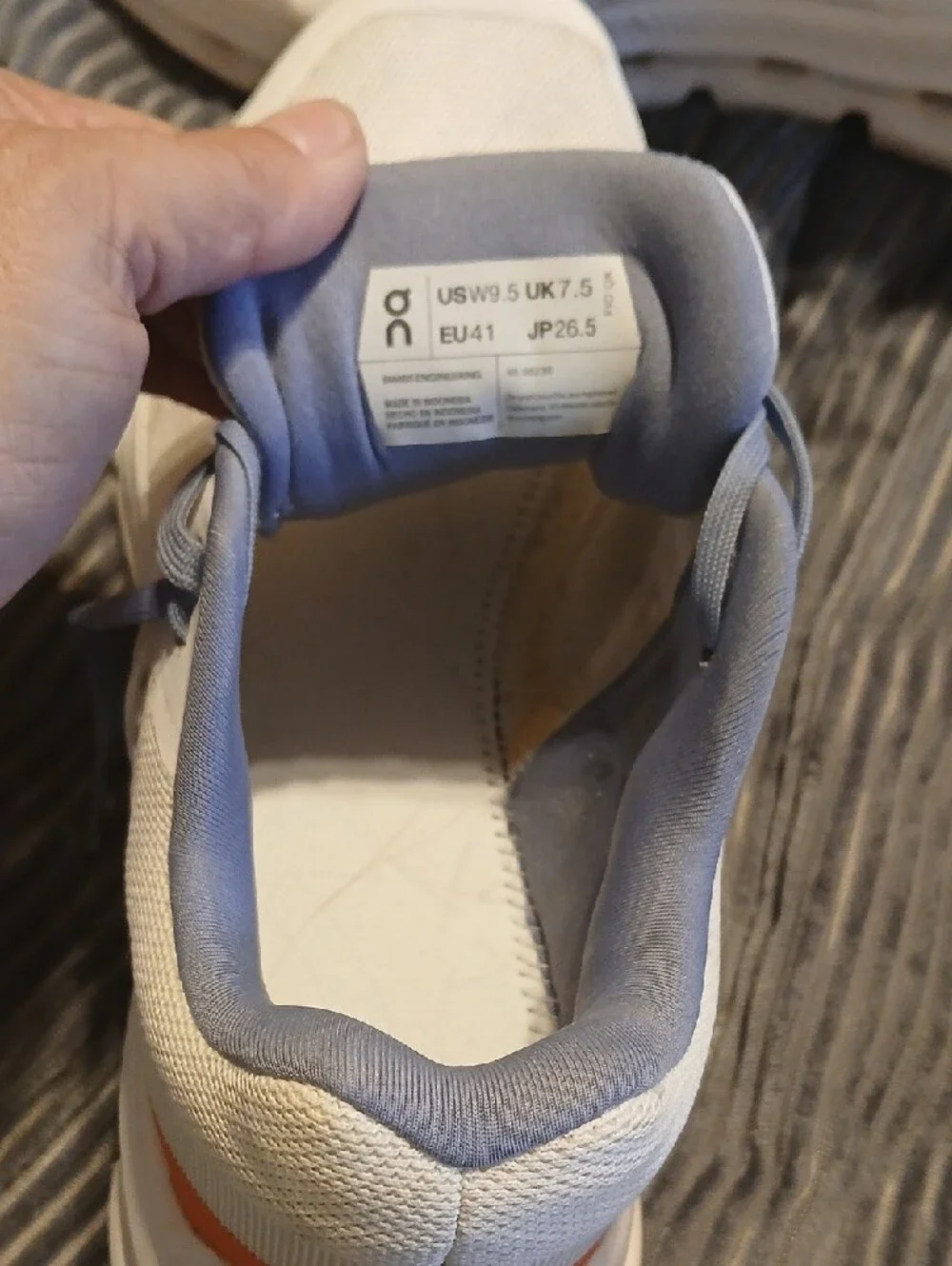 On Running Women's White Athletic Sneakers with Lavender and Peach Accents